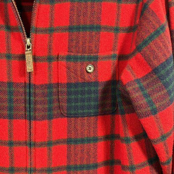 Lauren Ralph Lauren 100% Lambswool Plaid Pullover Shirt Jacket Red Navy Tartan - Picture 7 of 15